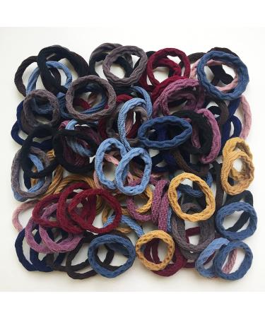 RN BEAUTY 100 PCS Cotton Hair Ties - High Elastic Seamless Hair Bands with Pattern Texture - 10 Mixed Colors Traceless Ponytail Holder - 2 inch Diameter - No Damage Hair Rings for Women - Buy Online on GoSupps.com