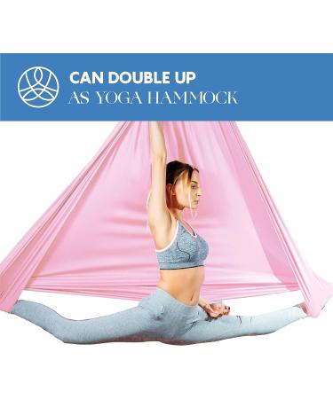 AUM Active Aerial Silks Starter Kit - 9 Yards Aerial Yoga Hammock with Hardware & Guide - Pink Aerial Swing for Acrobatic Flying Yoga (Up to 13ft) - Buy Online on GoSupps.com