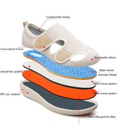 Alsnn Women's Wide Width Walking Shoes Sandals | Adjustable Closures for Elderly Diabetic Edema Swollen Feet | Indoor/Outdoor 10.5 Black Gray - Buy Online on GoSupps.com