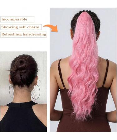 Ponytail Extension Heat Resistant Ponytail Long Wavy Pink Claw Ponytail Extension Synthetic Colorful Hairpiece Soft Fake Hair Piece for Daily Party Ponytail Hair Extension(HMW1001-1) - Buy Online on GoSupps.com