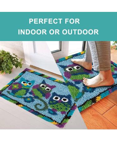 Oalushf Owl Latch Hook Kit for Adults & Kids - DIY Crochet Yarn Kit with Preprinted Canvas - Needlework Crafts Cushion - 20x14inch Blue - Beginners Friendly - Buy Online on GoSupps.com