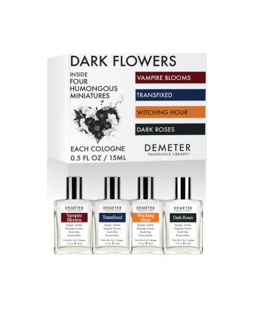 Demeter Fragrance's Dark Flowers Humongous Miniature Set of 4 - Witching Hour - Dark Roses - Vampire Blooms - Transfixed - Perfume Sampler Set for Women - Buy Online on GoSupps.com