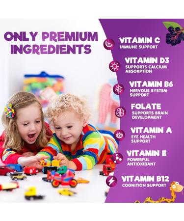 Multivitamin for Kids - Complete Daily Children's Multi Vitamin Gummies with Vitamin D B Vitamins Zinc & More - Energy Memory Focus & Immune Health Support - Natural Berry Flavor Chew - 120 Gummies 120 Count (Pack of 1) - Buy Online on GoSupps.com