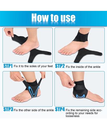 SATINIOR 4 Pcs Ankle Support Brace | Adjustable Compression Sleeve for Men & Women | Breathable Wrap for Sprained Ligaments, Chronic Strain & Sports | Black & Blue - Buy Online on GoSupps.com