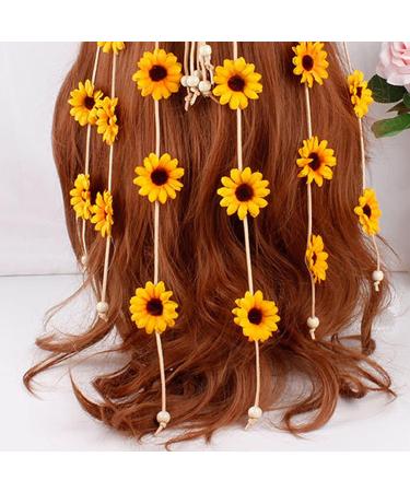 Boho Sunflower Flower Headband | Hippie Floral Crown Hairband for Women and Girls | Handmade Yellow Hair Accessories for Party, Cosplay, and Decoration - Buy Online on GoSupps.com