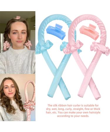 2-Piece Heatless Hair Rollers for No Heat Curls - Overnight Foam Curling Rods - DIY Hair Styling Tools for Long & Medium Hair (Blue/Pink) - Buy Online on GoSupps.com