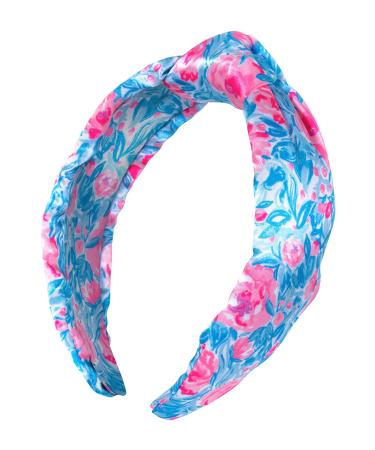 Lilly Pulitzer Colorful Knotted Headband Slim Satin Headband Cute Hair Accessories for Women and Girls My Little Peony