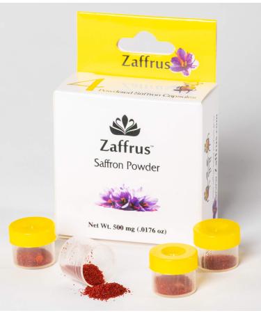 Zaffrus - Premium Saffron Powder for Cooking, Athletes, Specialty Drinks Fans - Pack of 4 ( 0.5 gram/ .0176 oz)