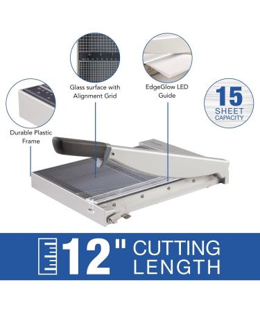 Swingline Paper Trimmer  Guillotine Paper Cutter  12" Cut Length  15 Sheet Capacity  Glass  ClassicCut 1215G with EdgeGlow (G7010013) 15 Sheet Capacity EdgeGlow LED Light Guide - Buy Online on GoSupps.com