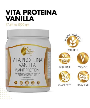Vita Protein Vegan Vanilla Plant Protein - 20g Protein Enzymes & Probiotics - Gluten Free Soy Free Dairy Free - 17.6 oz (500g - Buy Online on GoSupps.com