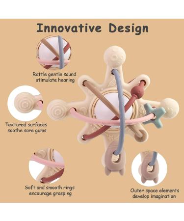 AULEGE Baby Teething Toy | Silicone Teether Toy for Babies 3-12 Months | Rattle Sensory Chew Toys for Teething Relief | BPA Free Beige Navajo White - Buy Online on GoSupps.com