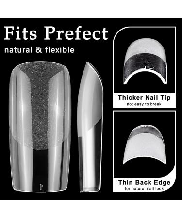 AddFavor 600pcs Medium Square Nail Tips | Clear Full Cover Gel X Fake Nails | Acrylic Nail Tips for Manicure & DIY - Buy Online on GoSupps.com