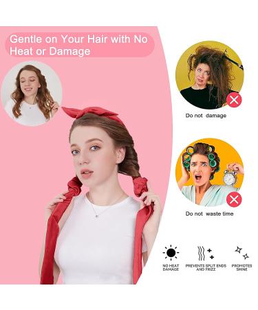 Buy Heatless Curlers - Non-Slip Hair Curling Band & Pin Set for Medium & Long Hair - Red DIY Hairstyle Kit - Buy Online on GoSupps.com