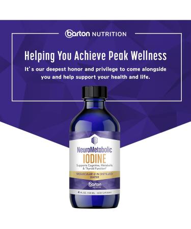 Barton Nutrition NeuroMetabolic Iodine - Liquid Supplement for Metabolic & Cognitive Support - 4oz Iodine Drops in Distilled Water - Thyroid Support for Men & Women - Buy Online on GoSupps.com