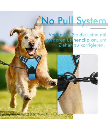Rabbitgoo Medium Dog Harness - No Pull Adjustable Breathable Control Harness for Large Dogs - Light Blue - Buy Online on GoSupps.com