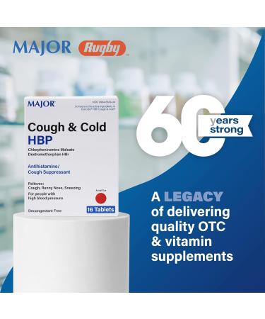 MAJOR Cough and Cold Medicine - Cough Suppressant for High Blood Pressure - 16 Tablets - Dextromethorphan HBr & Chlorpheniramine - International Shipping Available - Buy Online on GoSupps.com