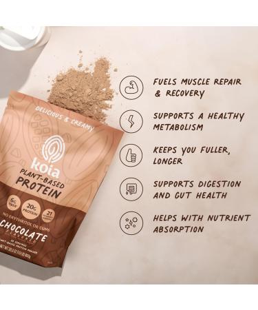 Koia Plant Based Protein Powder, Chocolate, 20g Protein, 3g Sugar, 6g Prebiotic Fiber, Pre & Post Workout, 21 Vitamins & Minerals, No Seed Oils, Dairy-Free, Gluten-Free, Non-GMO, 20 Servings, 28.2 Oz - Buy Online on GoSupps.com
