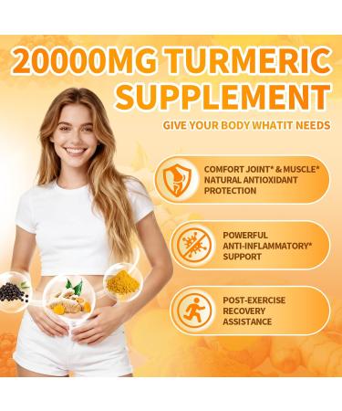 20000mg Turmeric Curcumin Supplement with Black Pepper 95% Curcuminoids 180 Capsules Turmeric and Ginger Supplement Herbal Supplement for Antioxidant Anti-inflammatory* Immunity Comfort Joint* - Buy Online on GoSupps.com