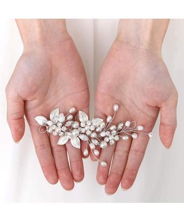 Elegant Bride Crystal Wedding Hair Needles & Vines | Stunning Flower Leaf Headdress Jewelry for Women & Girls - Buy Online on GoSupps.com