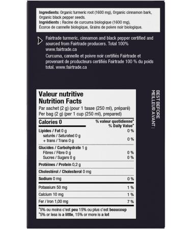 Four O'Clock Turmeric Cinnamon Herbal Tea Organic Fairtrade Non-Gmo Kosher Gluten-Free 6 Packs (96 teabags) - Buy Online on GoSupps.com