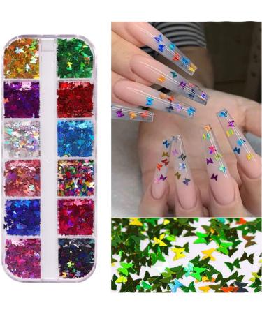 Nail Art Sequins Holographi 4 Boxes of Mixed Nail Art Sequins Acrylic Flowers in a Variety of Shapes for Easy Storage Suitable for Nail Art DIY - Buy Online on GoSupps.com