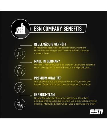 ESN Ultrapure Creatine Monohydrate Capsules - 300 Vegan Capsules for Muscle Building & Performance Support - Made in Germany - Buy Online on GoSupps.com