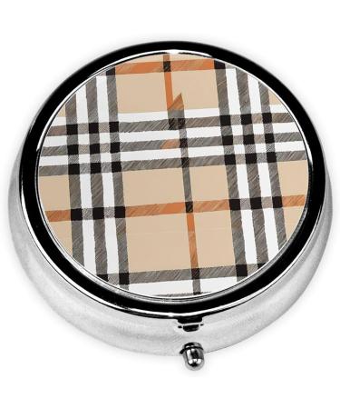 Buy Gray Plaid Mini Round Pill Box - 3 Compartment Travel Organizer for Home & Office | Portable Medicine Case - Buy Online on GoSupps.com