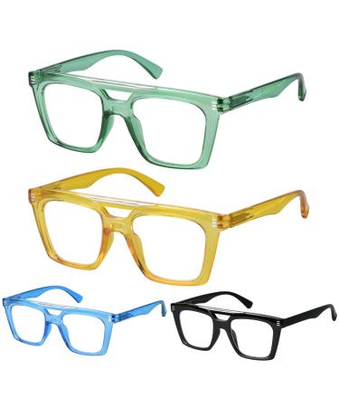 Eyekepper 4-pack Design Reading Glasses for Women Reading - Square Readers Men 4 Pairs Mix 2.0 x