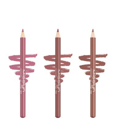 Misslyn Misslyn Long-Lasting Lip Pencil Set with Soft Texture Ultra-Creamy Lip Liner Easy to Apply and Blend with Vitamin E and Nourishing Wax 3 Nude Colors