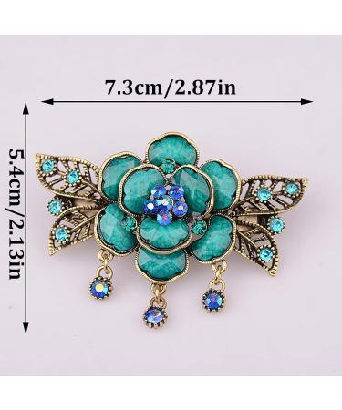 Vintage French Rhinestone Flower Butterfly Hair Clips for Women & Teens - Blue Floral Hair Accessories - Buy Online on GoSupps.com