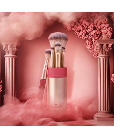 Luvia Cosmetics Travel Brush Set - 5 Vegan Makeup Brushes & Storage - Anniversary Edition in Gold/Rosy Coral - Buy Online on GoSupps.com