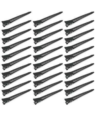 Limko 30 Packs Hair Clips Duck Bill Clips Rustproof Metal Curl Clips with Holes for Hair Styling (Black (30 Pack))