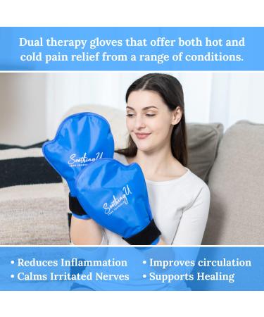 Soothing Hot and Cold Hand Therapy Gloves with Inner Finger Gel Pack - Pain Relief for Neuropathy, Arthritis, Carpal Tunnel - One Size Fits All - Buy Online on GoSupps.com