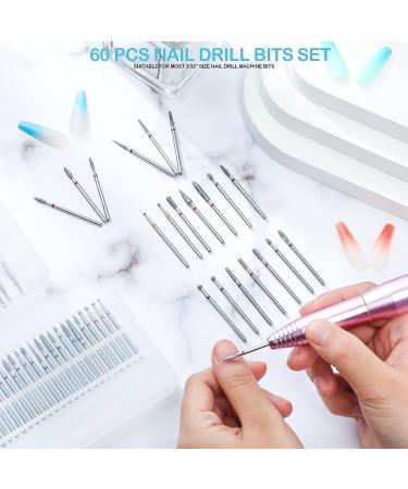 60 Pcs Diamond Nail Drill Bit Set - Electric Cuticle Cleaner & File for Acrylic, Gel Nails - 3/32 Ceramic Nail Drill - Manicure Pedicure Tool for Home Salon - Buy Online on GoSupps.com