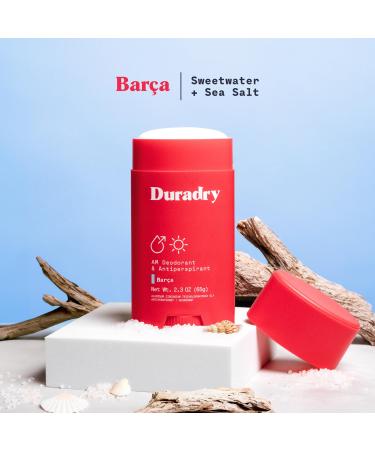 Duradry Antiperspirant Deodorant for Women and Men - Anti Sweat Maximum Strength Deodorant Excessive Sweat Protection for Armpits Naturally Neutralize Odor - Barca 2.3 Oz (Pack of 2) 2 Ct - Barca (Sweetwater + Sea Salt) - Buy Online on GoSupps.com