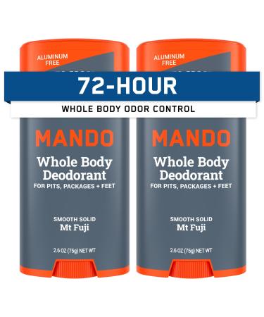 Mando Whole Body Deodorant For Men - Smooth Solid Stick - 72 Hour Odor Control - Aluminum Free Baking Soda Free Skin Safe - 2.6 ounce (Pack of 2) - Mt Fuji Mt Fuji 2.6 Ounce (Pack of 2)