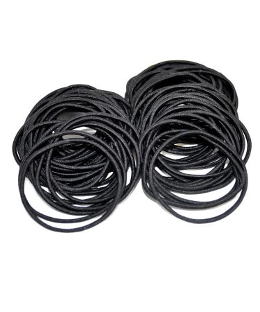 Elastic Hair Bands - Black 2mm Metal-Free Ponytail Holders for Women Men & Kids - 100 Pack - Buy Online on GoSupps.com