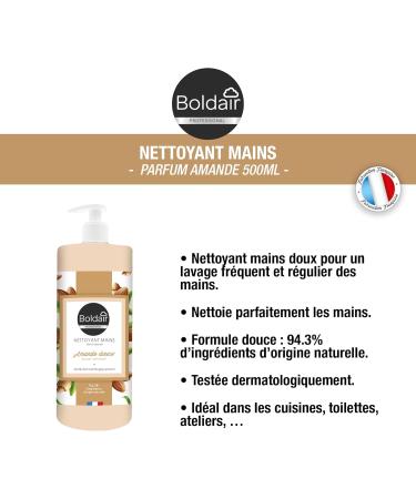  Boldair BOLDAIR - Sweet Almond Hand Wash - Frequent and Regular Hand Washing - 94.3% Naturally Derived Ingredients - Made in France - 500ml Pump Bottle - Buy Online on GoSupps.com