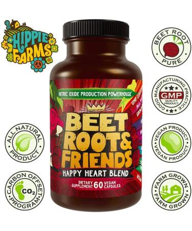 USA Grown Beet Root Powder - Nitric Oxide Production and Blood Pressure Support - Happy Heart Blend with Grape Seed Extract & Ginseng - Buy Online on GoSupps.com