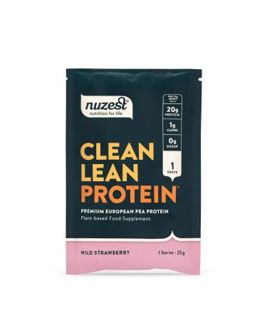 Nuzest - Clean Lean Protein - Wild Strawberry - Vegan Protein Powder - Complete Amino Acid Profile - Plant-Based Workout & Recovery Fuel - All Natural Food Supplement - 25g Sachet (1 Serving) Strawberry 25g