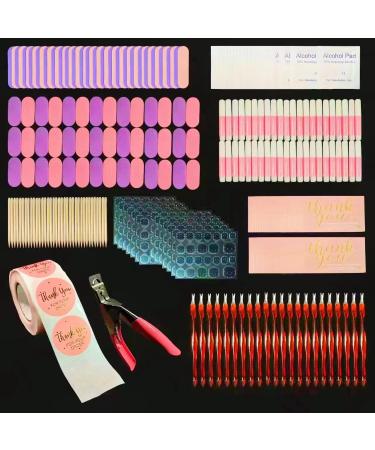 CloudTrip Press on Nail Tool Kit 50 Set for Nails Business  Nails Tool Kit with Everyting - Nail Glue  Adhesive Tabs  Mini Nail Buffer  Mini Nail File  Orangewood Sticks  Prep Pad  Thank You Card and Thank You Sticker  O...