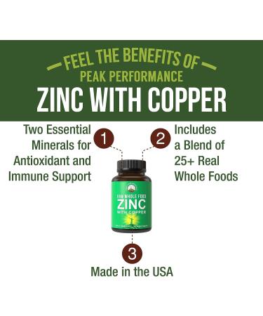 Raw Whole Food Zinc & Copper Immune Support Supplement with 25 Fruit & Vegetable Blend for Max Absorption - Vitamin Pills for Immunity - Buy Online on GoSupps.com