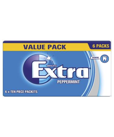 Wrigley's Extra Peppermint Chewing Gum Sugar Free Multipack 84 Grams Peppermint 6 Count (Pack of 1)