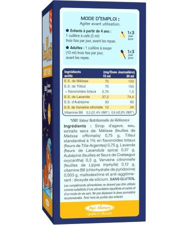Sleep Syrup for Children | TEDDY SLEEPS WELL 150ml | | Relaxing and Calming Plants | Melissa Linden and Vitamin B6 | Gluten Free No Sweeteners | Api-Nature - Buy Online on GoSupps.com