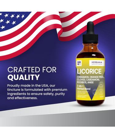 Licorice Liquid Extract for Digestive Health Support 4 fl oz - Cinnamon Cloves Anise Orange Peel Cardamom Rooibos Herbal Tincture Supplement - Buy Online on GoSupps.com