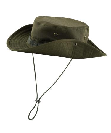 Faletony Outdoor Hat Bush Hat Boonie Hat with Chin Strap Fisherman Hat Sun Hat Summer Hat for Men Women 60 Military Green