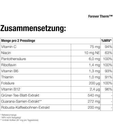 Forever Therm: Gluten-Free Dietary Supplement with Vitamin Complex Green Tea Extract & Caffeine | 60 Tablets for Energy & Metabolism - Buy Online on GoSupps.com