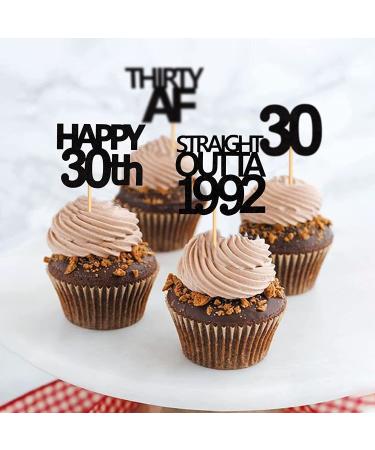 Keaziu 48 Pack Straight Outta 1992 & Thirty AF Cupcake Toppers - 30th Birthday Party Decor - Buy Online on GoSupps.com