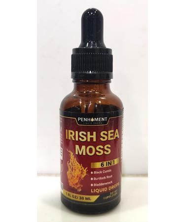 Penhoment 6in1 Sea Moss Drops with Black Seed Oil Irish Seamoss, Ashwagandha, Burdock Root & Bladderwrack - 1FL Oz - 30 Day Supply