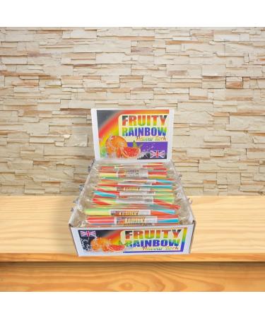 50 X Fruit Rainbow Rock Sticks Handmade Traditional Rainbow Classic Sweets Retro Seaside Gift Wholesale Confectionery - Buy Online on GoSupps.com